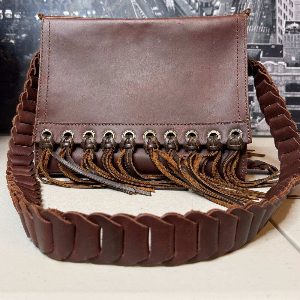 Saddleback Leather LOVE41 Full Grain Brown Leather Fringe Bag